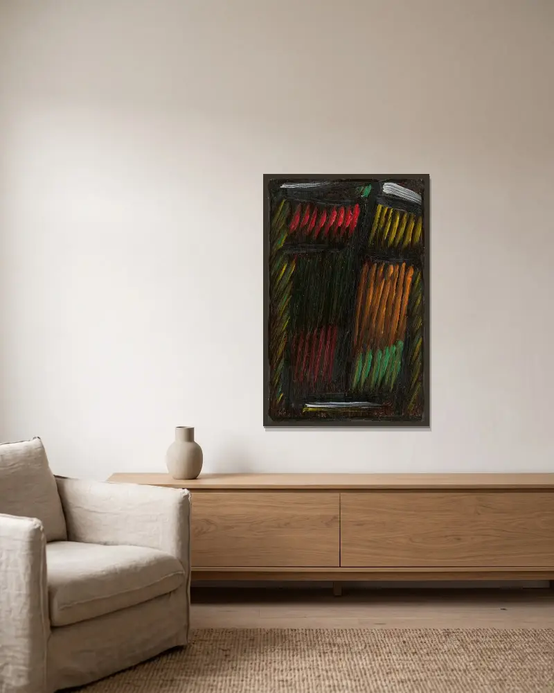 Meditation. Förgät mig ej av Alexej von Jawlensky inramad på en vägg