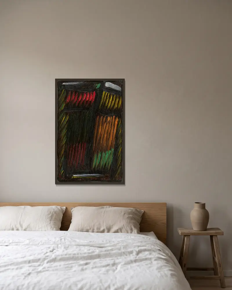 Meditation. Förgät mig ej av Alexej von Jawlensky inramad på en vägg