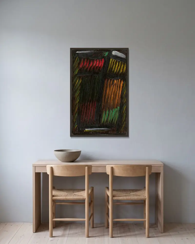 Meditation. Förgät mig ej av Alexej von Jawlensky inramad på en vägg