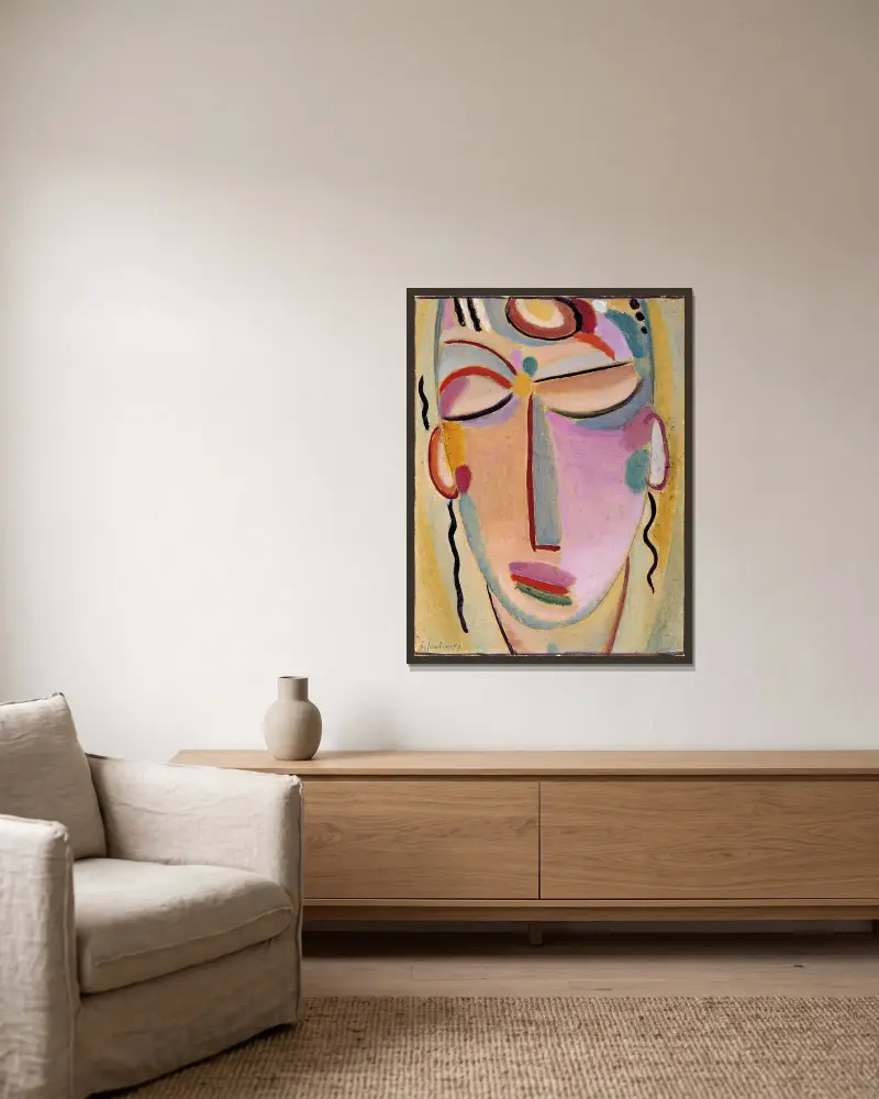 Mystical head, Meditation av Alexej von Jawlensky inramad på en vägg