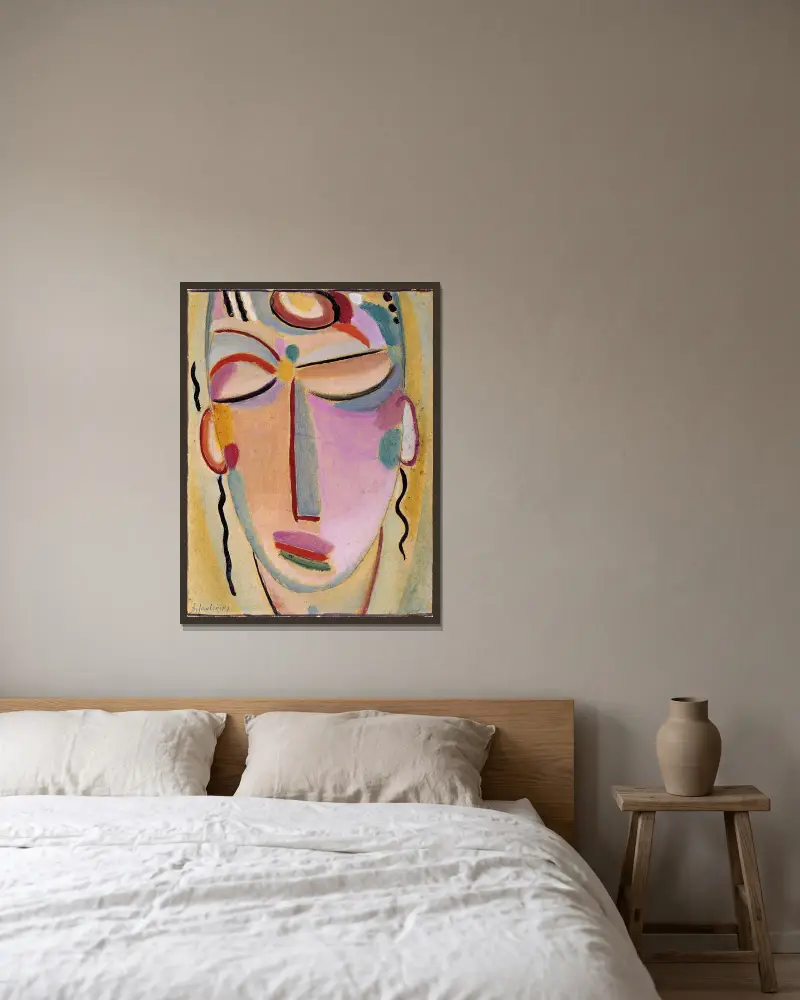 Mystical head, Meditation av Alexej von Jawlensky inramad på en vägg