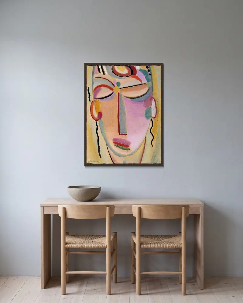 Mystical head, Meditation av Alexej von Jawlensky inramad på en vägg