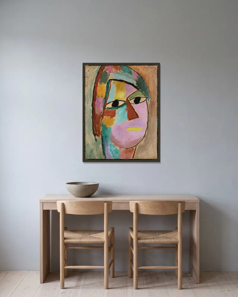 Mistyczna głowa, 1917 – nr 1, Alexej von Jawlensky w ramie na ścianie