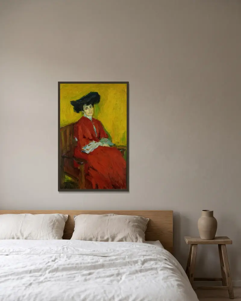 Porträtt av fru Gindus av Alexej von Jawlensky inramad på en vägg