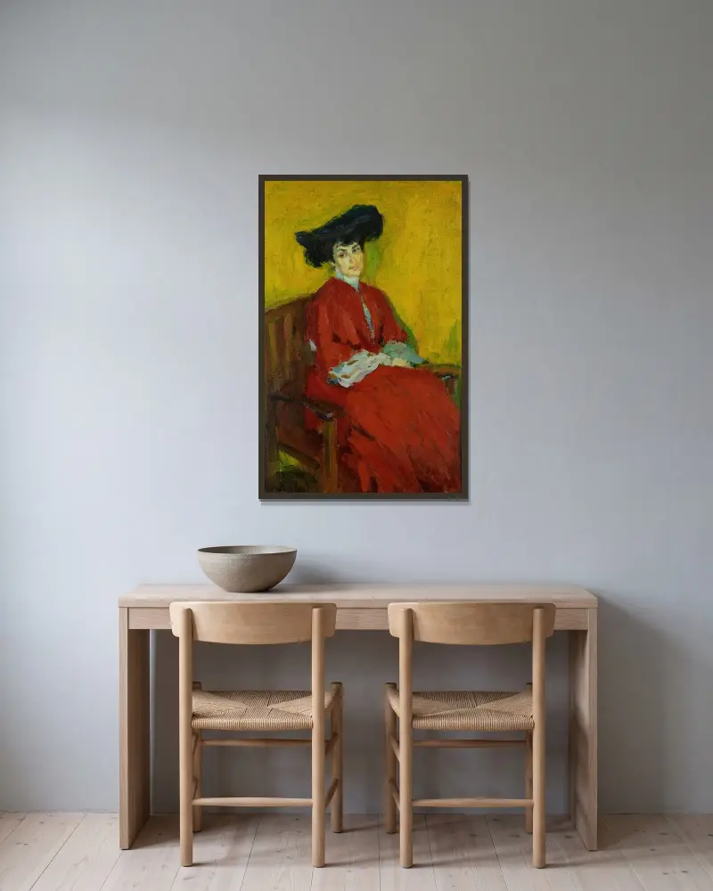 Porträtt av fru Gindus av Alexej von Jawlensky inramad på en vägg