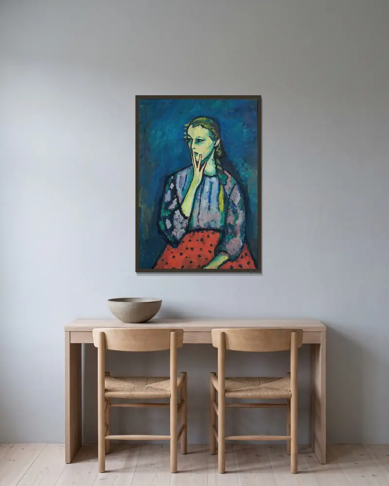 Bildnis eines Mädchens von Alexej von Jawlensky gerahmt an einer Wand