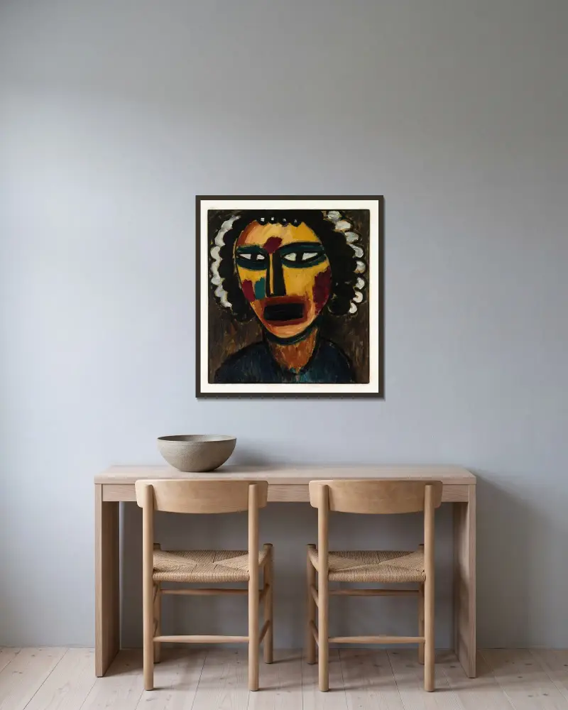Prophet (Sibyl) av Alexej von Jawlensky inramad på en vägg