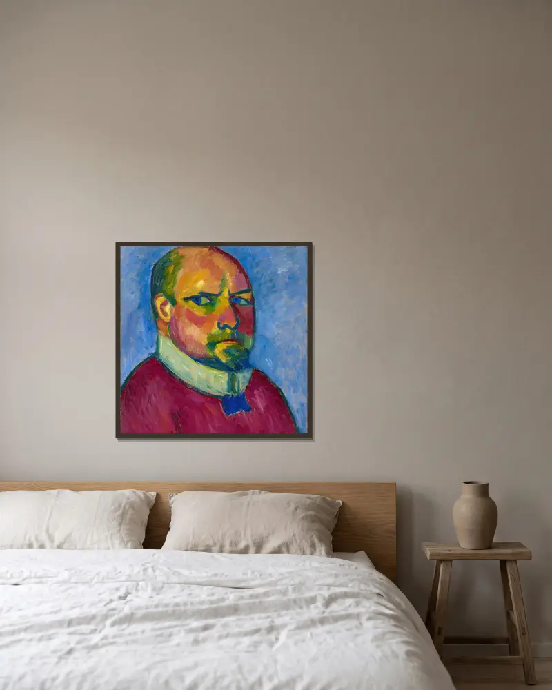 Self-Portrait av Alexej von Jawlensky inramad på en vägg