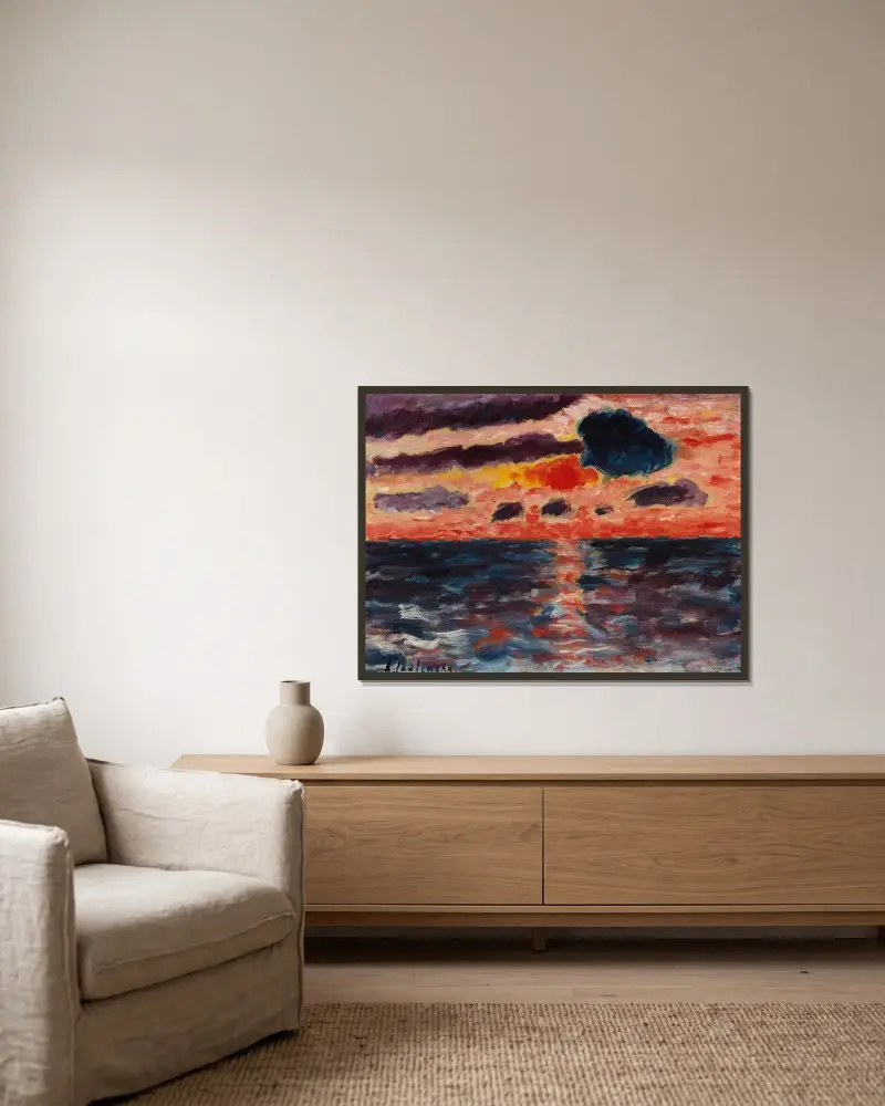 Solnedgång, Borkum av Alexej von Jawlensky inramad på en vägg