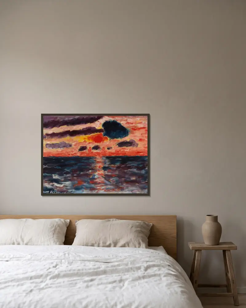 Solnedgång, Borkum av Alexej von Jawlensky inramad på en vägg