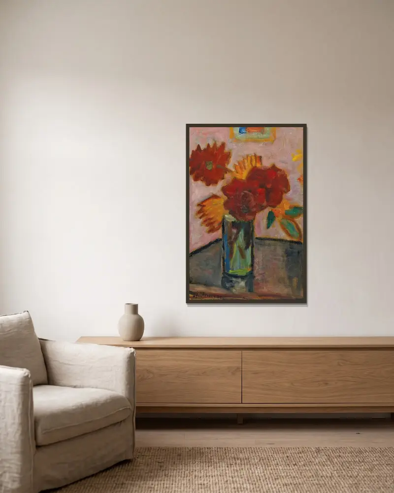 Zátiší (Zátiší s květinami), 1933, Alexej von Jawlensky v rámu na stěně