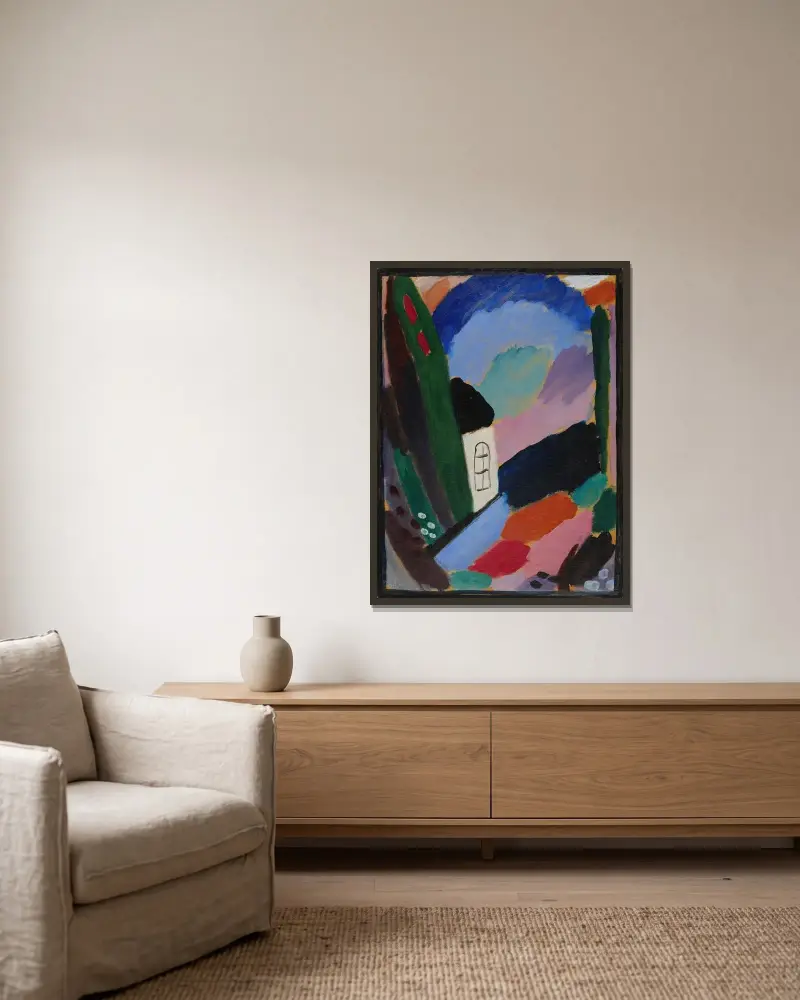 Variation; Morgendämmerung (Variation; Dawn) av Alexej von Jawlensky inramad på en vägg