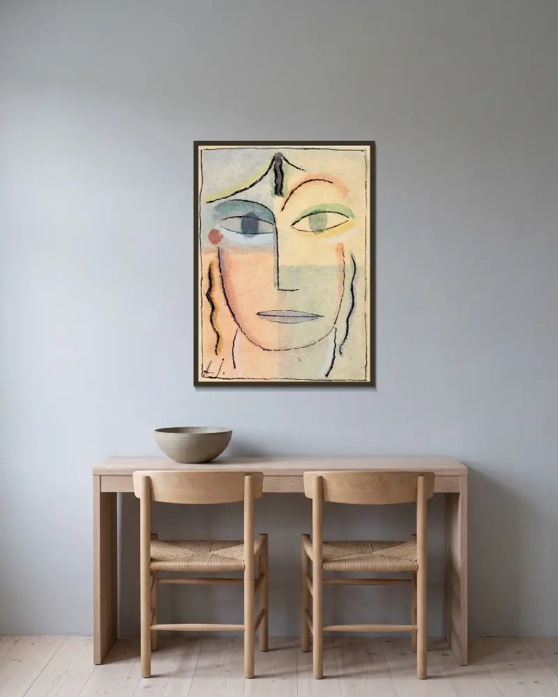 Weiblicher Kopf av Alexej von Jawlensky inramad på en vägg