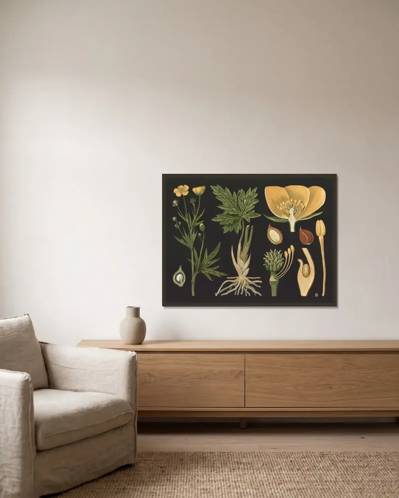 Jaskier ostry (Ranunculus acris), Gottlieb von Koch w ramie na ścianie