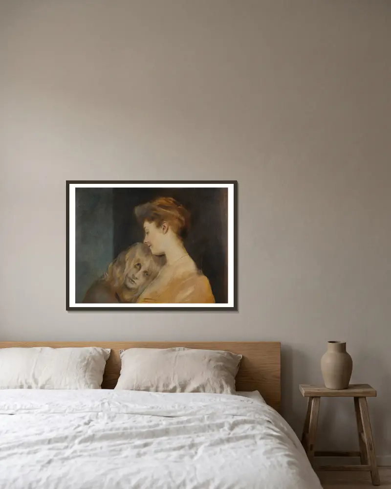 Lady Bateman mit Marion av Franz von Lenbach inramad på en vägg