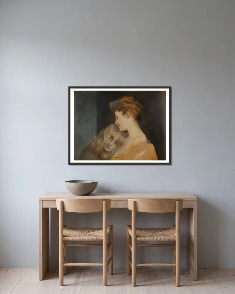 Lady Bateman mit Marion av Franz von Lenbach inramad på en vägg