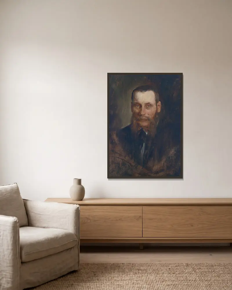 Portret Georga Placha, Franz von Lenbach w ramie na ścianie