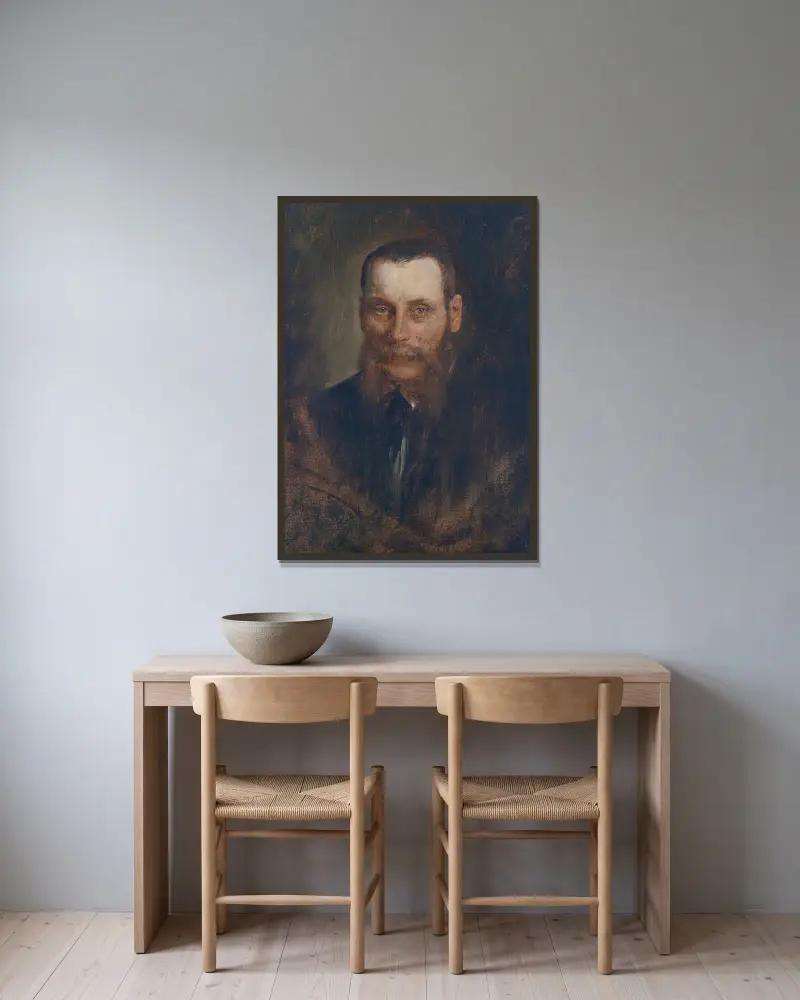 Portret Georga Placha, Franz von Lenbach w ramie na ścianie