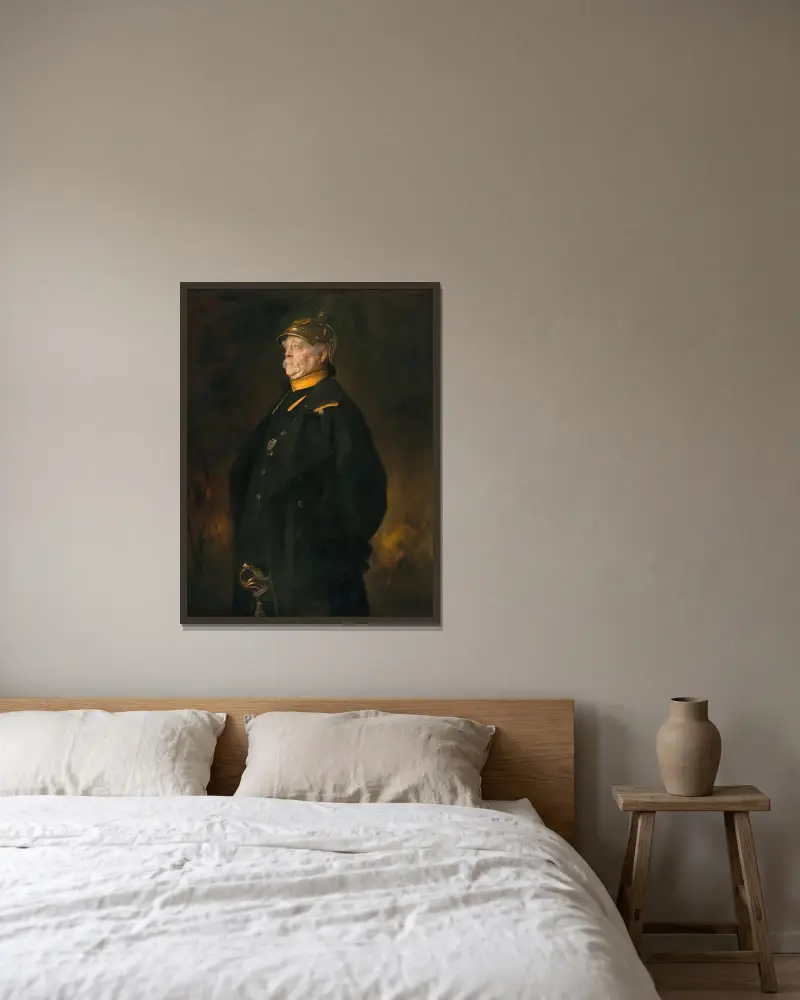 Porträt des Prinzen Otto von Bismarck (1815–1898) von Franz von Lenbach gerahmt an einer Wand