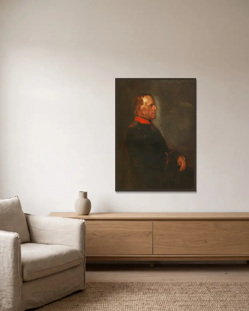Porträtt av Helmut Graf von Moltke av Franz von Lenbach inramad på en vägg