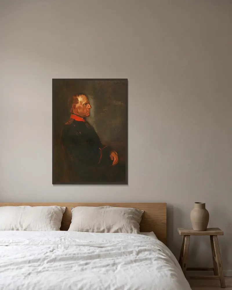 Porträtt av Helmut Graf von Moltke av Franz von Lenbach inramad på en vägg