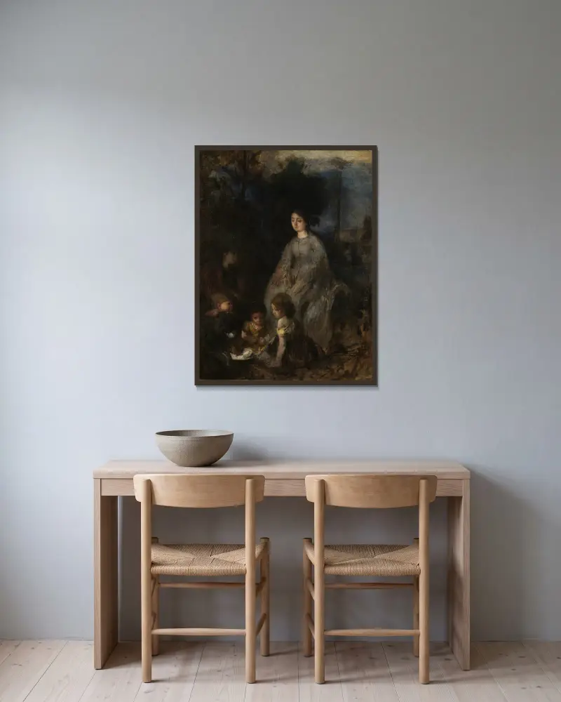 Familienbild II av Hans Von Marées inramad på en vägg