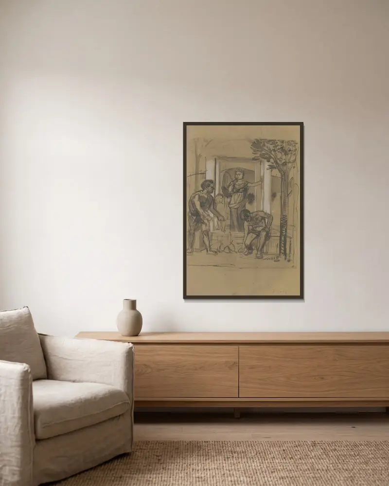Idylle II von Hans Von Marées gerahmt an einer Wand