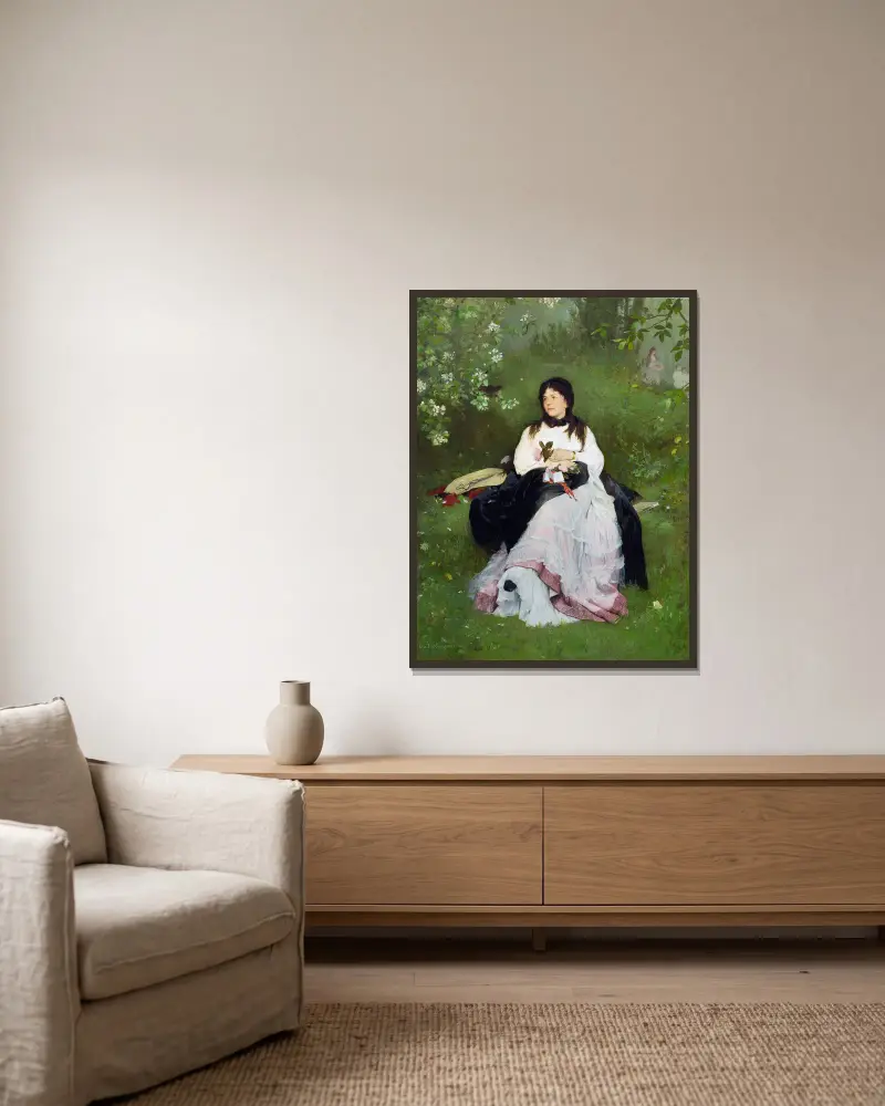 A spring fairy tale av Gabriel von Max inramad på en vägg