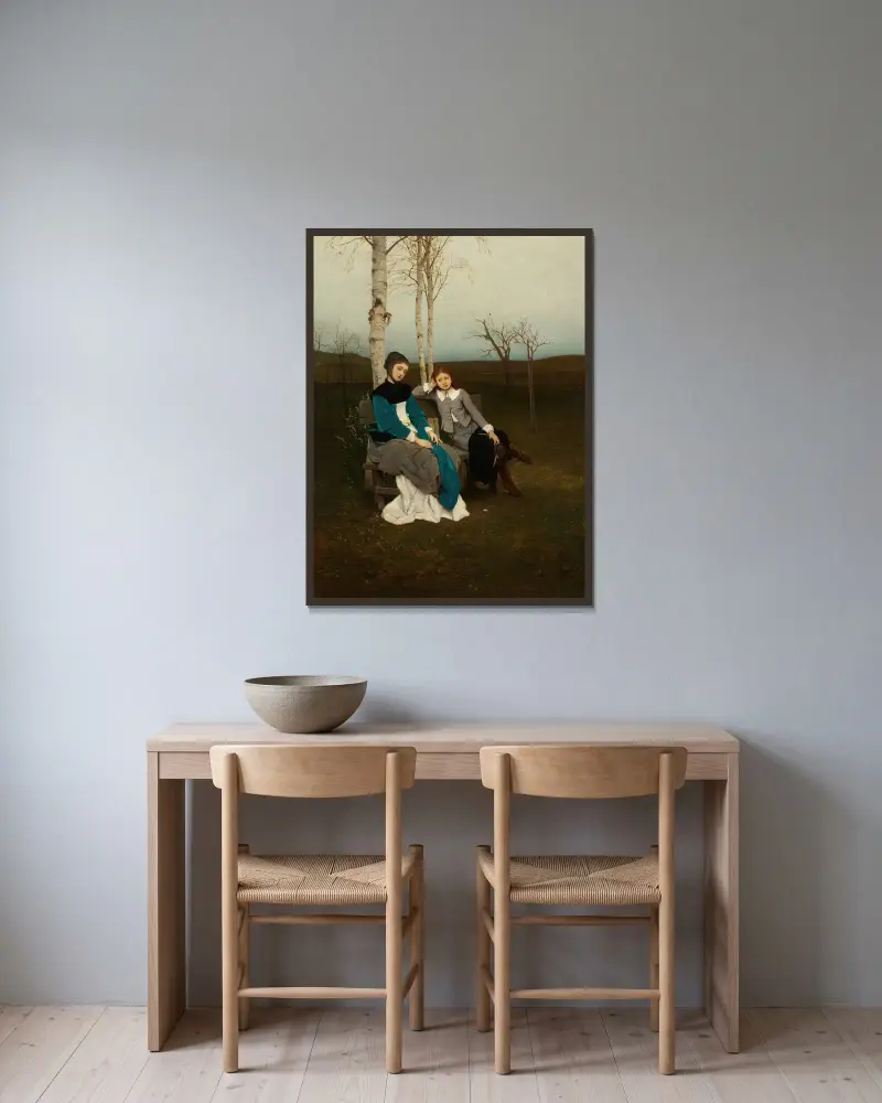 Adagio av Gabriel von Max inramad på en vägg