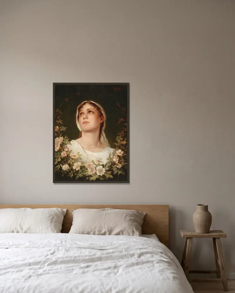 Daydreaming – nr 2 av Gabriel von Max inramad på en vägg