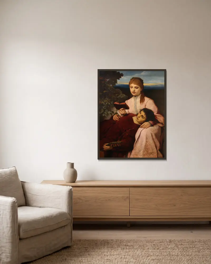 Mußestunden von Gabriel von Max gerahmt an einer Wand