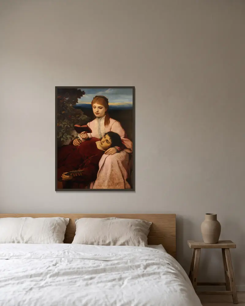 Mußestunden von Gabriel von Max gerahmt an einer Wand