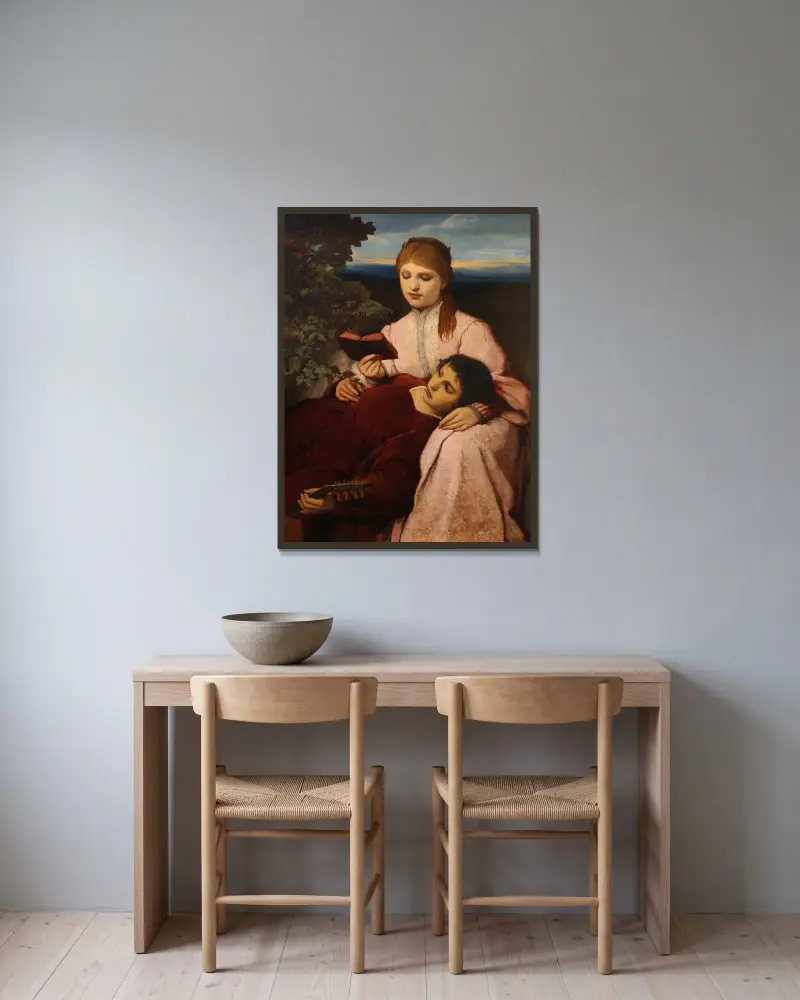 Mußestunden von Gabriel von Max gerahmt an einer Wand