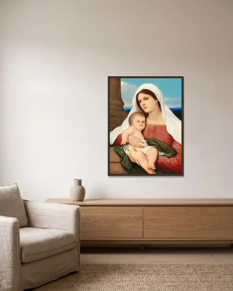 Madonna z Dzieciątkiem w otwartym krajobrazie, Gabriel von Max w ramie na ścianie