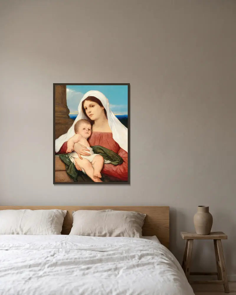 Madonna z Dzieciątkiem w otwartym krajobrazie, Gabriel von Max w ramie na ścianie