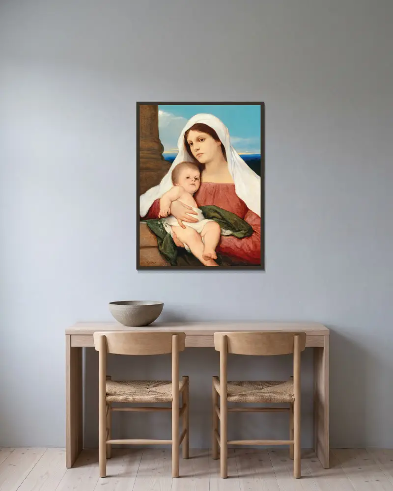 Madonna z Dzieciątkiem w otwartym krajobrazie, Gabriel von Max w ramie na ścianie