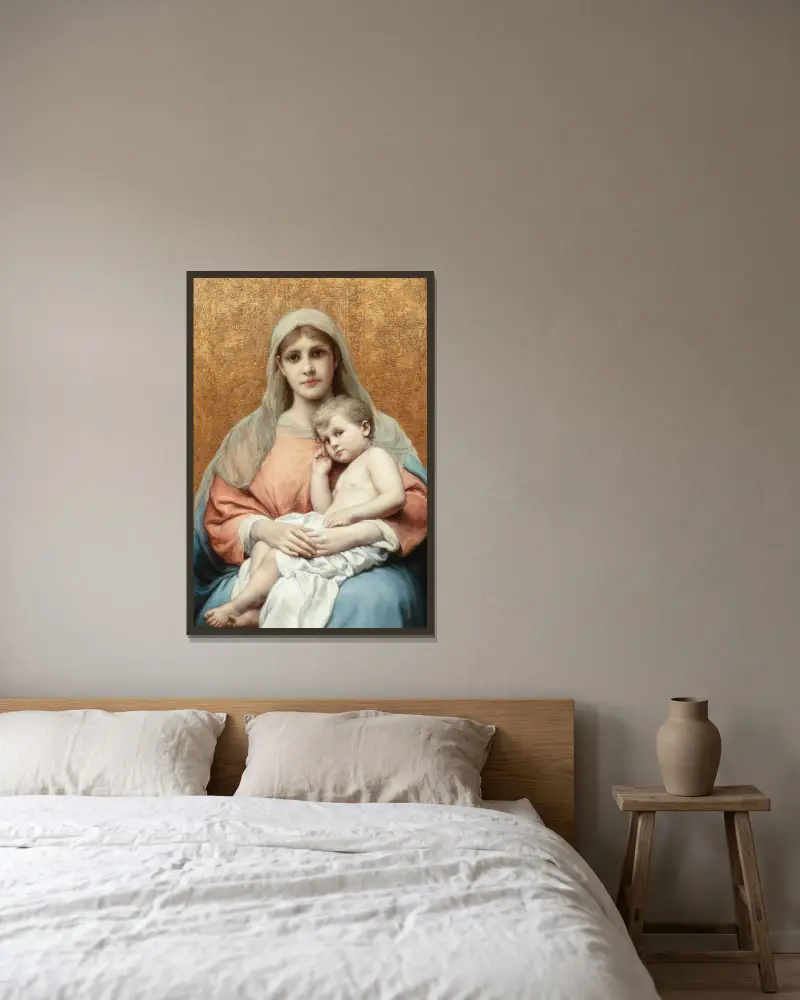 Madonna and Child av Gabriel von Max inramad på en vägg