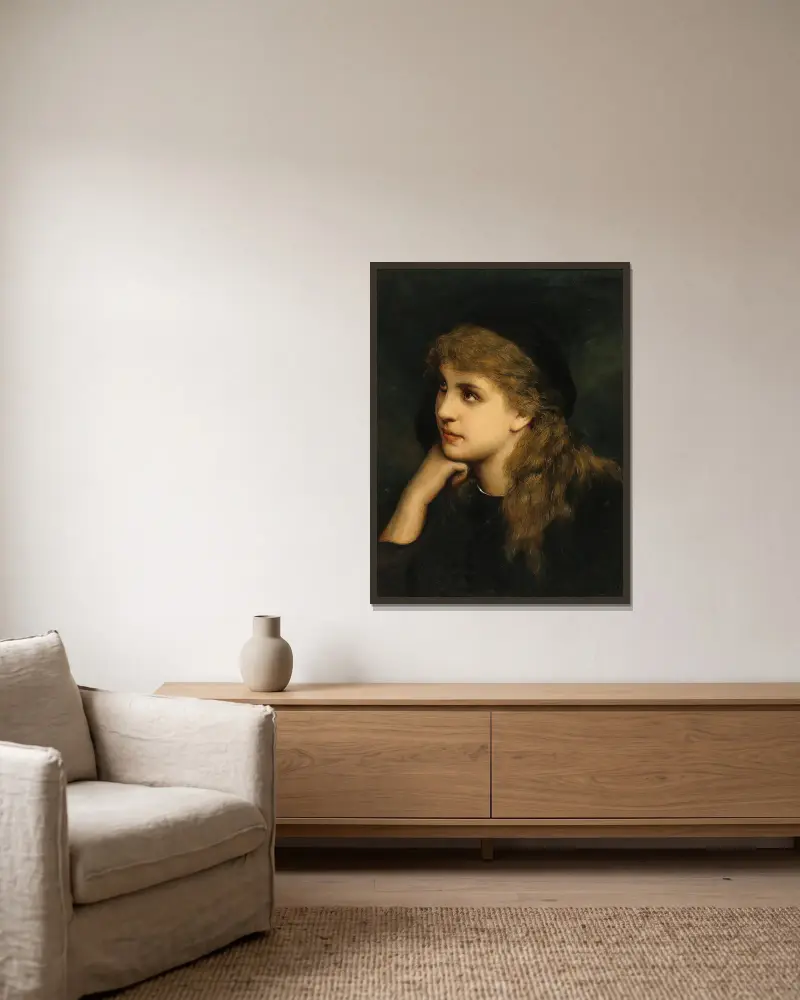 Margarethe av Gabriel von Max inramad på en vägg