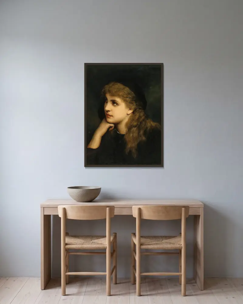 Margarethe av Gabriel von Max inramad på en vägg