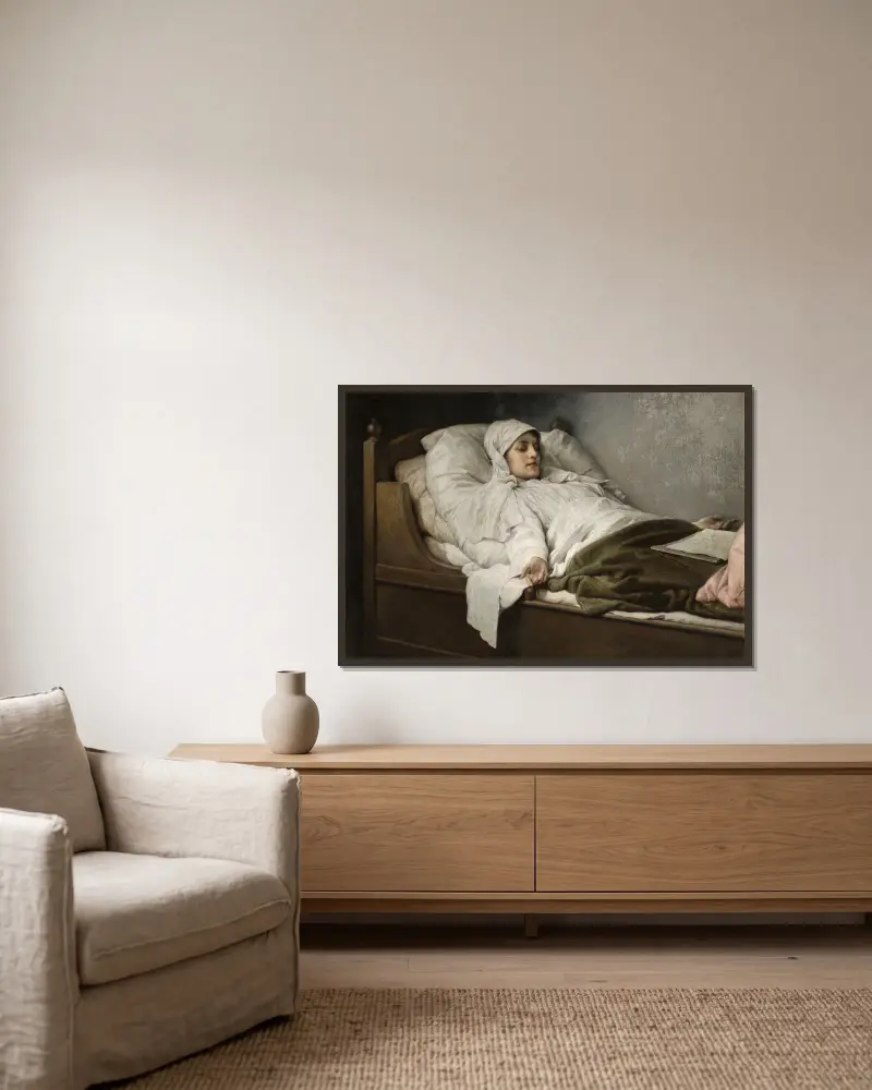 Die Seherin von Prevorst von Gabriel von Max gerahmt an einer Wand