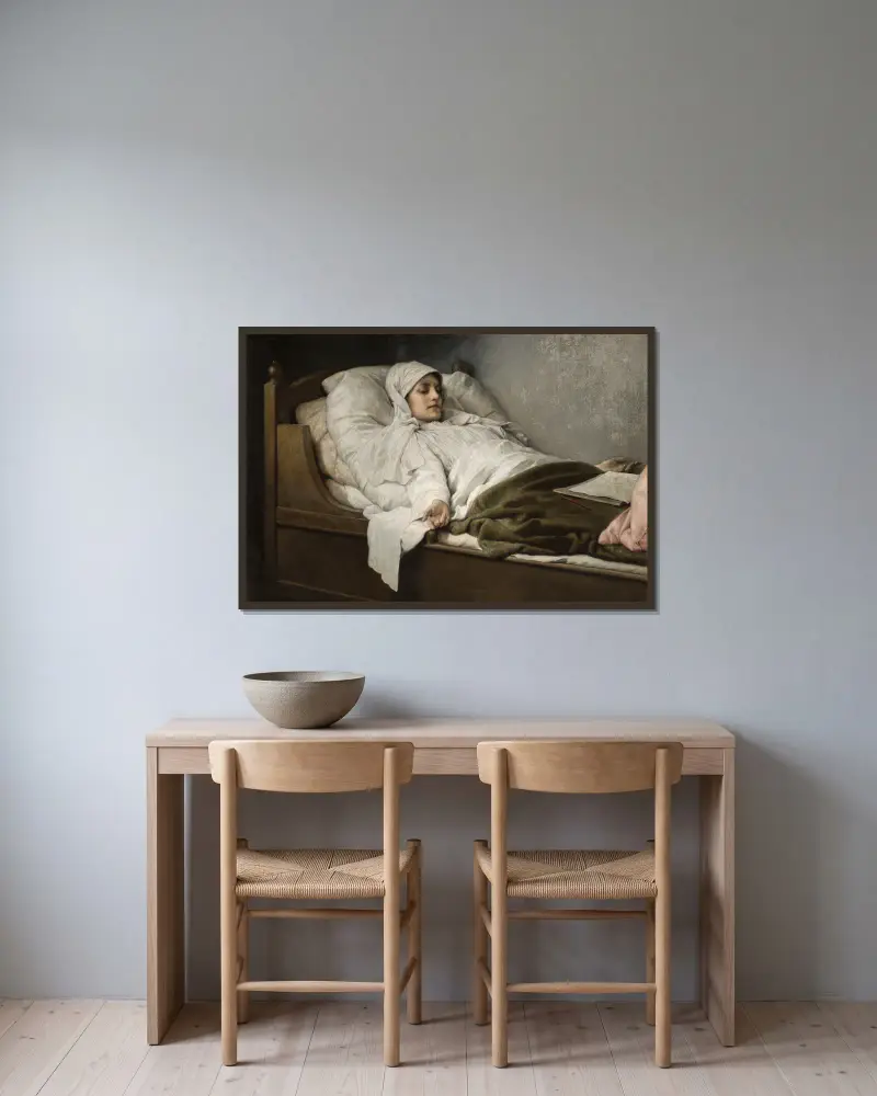 Die Seherin von Prevorst von Gabriel von Max gerahmt an einer Wand