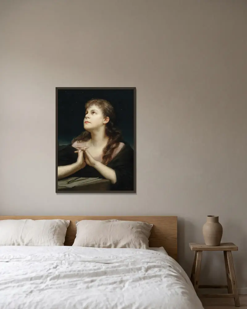 Urania av Gabriel von Max inramad på en vägg