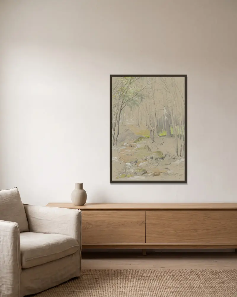 Waldbach – Nr. 2 von Friedrich Carl von Scheidlin gerahmt an einer Wand