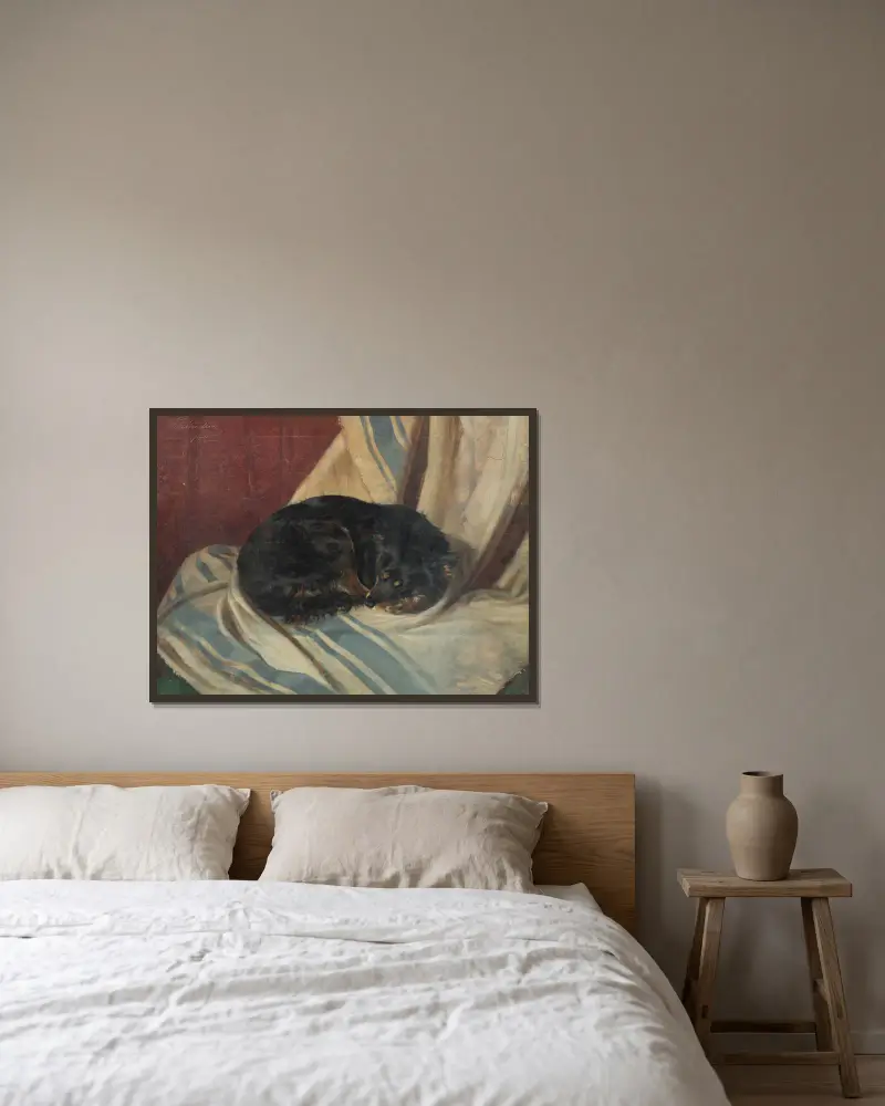 Studie eines liegenden Hundes von Friedrich Carl von Scheidlin gerahmt an einer Wand