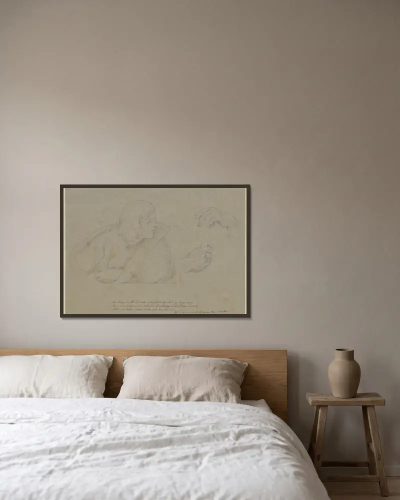 Studienblatt; Sängerkrieg, 1845 – Nr. 1 von Moritz von Schwind gerahmt an einer Wand