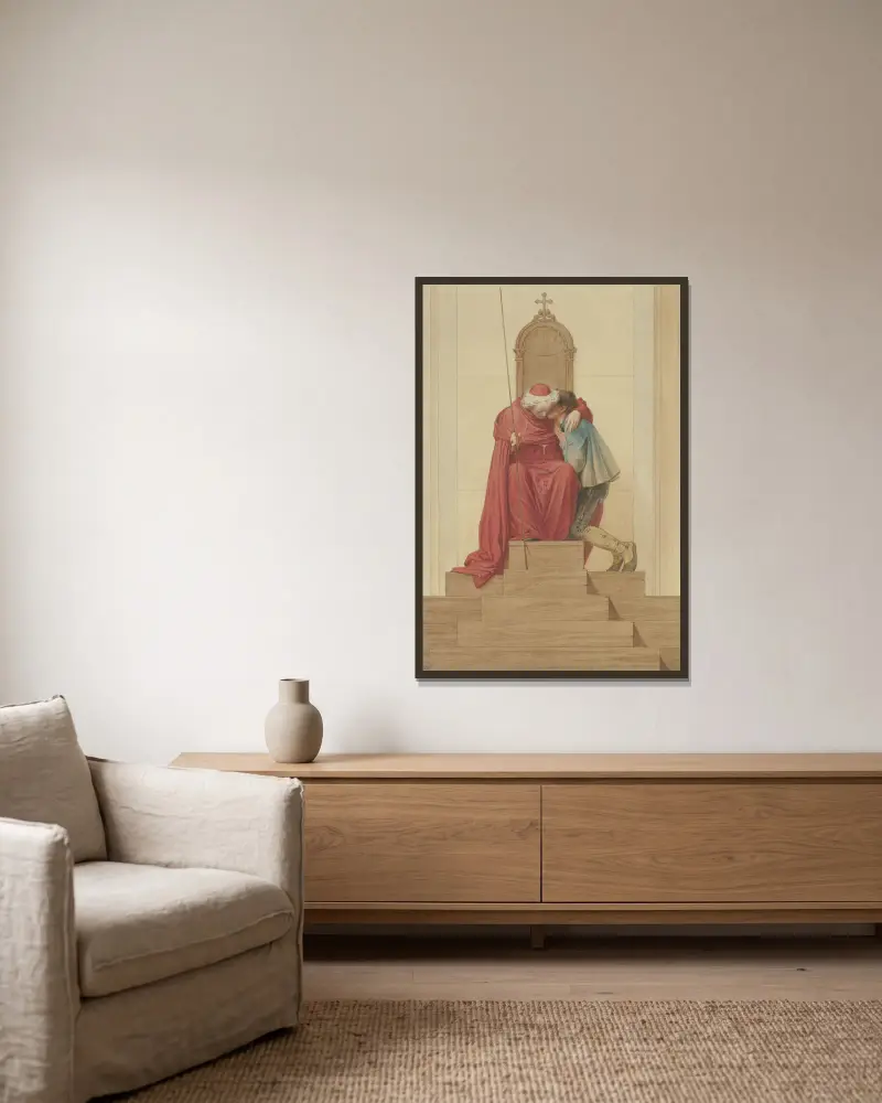 Ein Cardinal Penitenziario maggiore, in der heiligen Woche zu St. Peter in Rom von Eduard von Steinle gerahmt an einer Wand