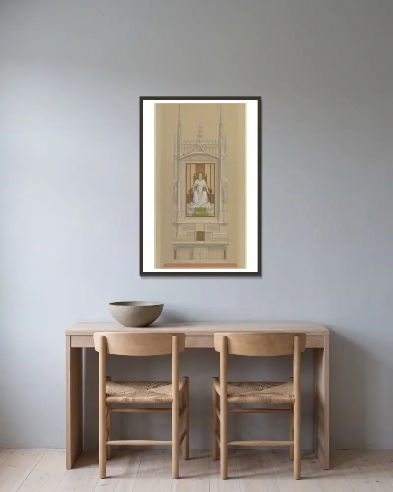 Utkast till ett Bartolomaiosaltare för Frankfurts domkyrka av Eduard von Steinle inramad på en vägg