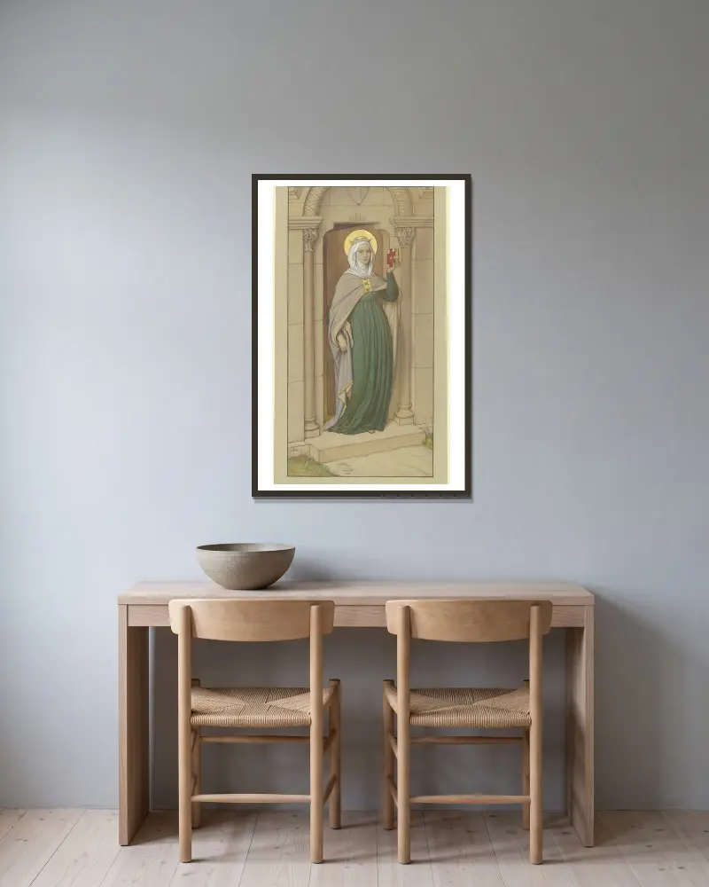 Saint Elisabeth av Eduard von Steinle inramad på en vägg