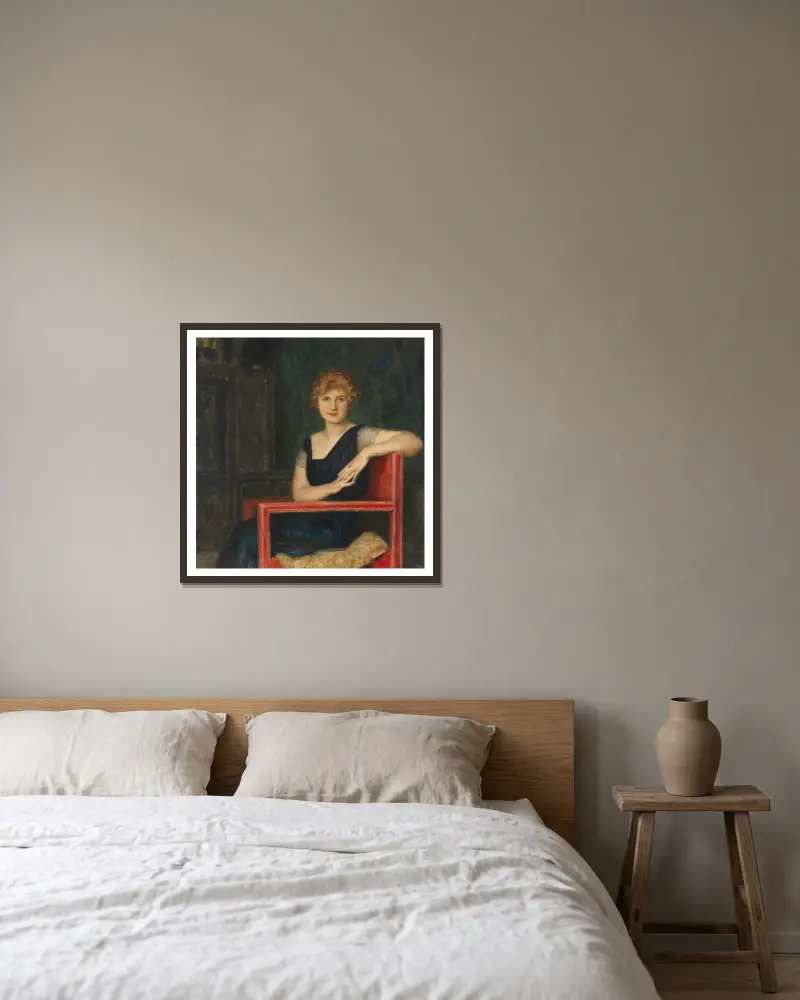Portrét dámy, Franz von Stuck v rámu na stěně