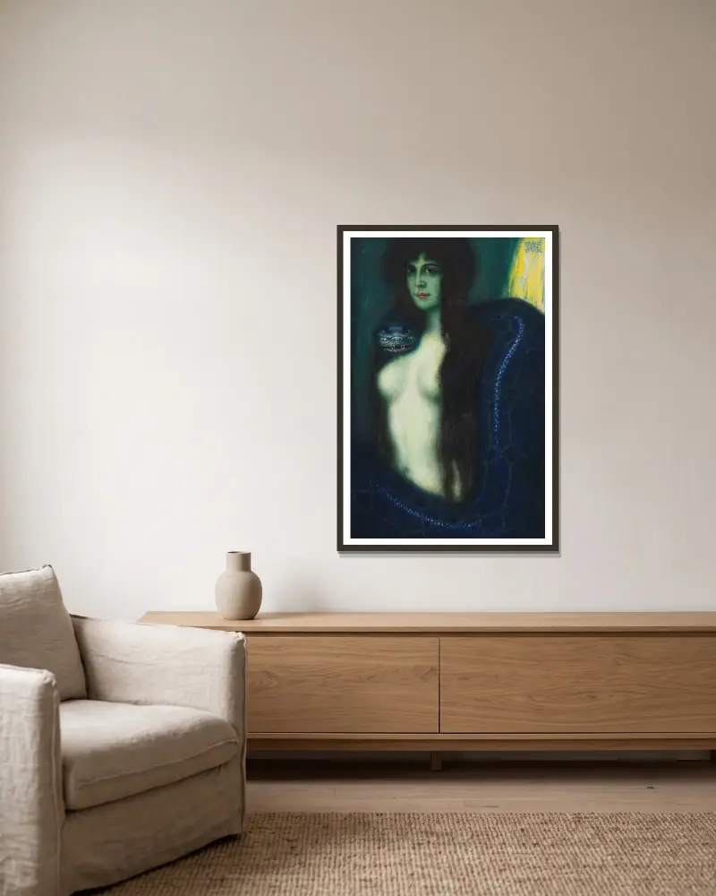Grzech, Franz von Stuck w ramie na ścianie